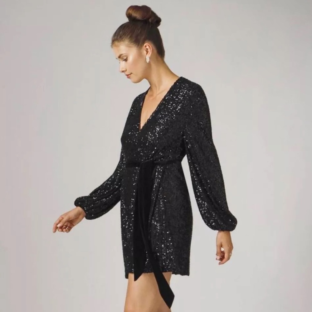 Jay Godfrey Polly Sequined Wrap Dress Black 0 NWT